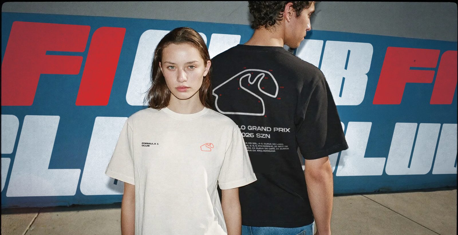 Camiseta Circuito de Interlagos em off-white e preto